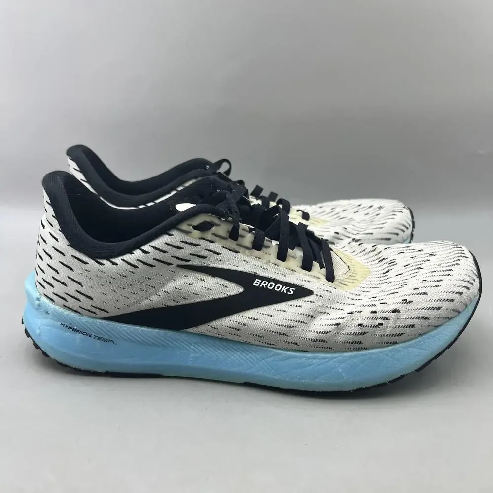 Brooks Hyperion Tempo Running Shoes Men Size 10.5 D White Blue Comfort Sneakers